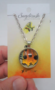 Sunset Moth Double Sided Pendant Necklace