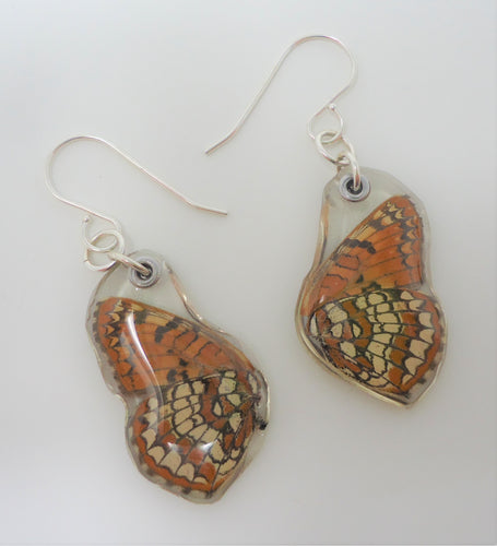 Checkerspot Butterfly Resin Earrings