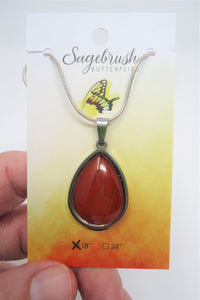Blood Red Glider Butterfly Pendant Necklace