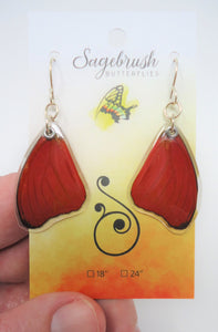 Blood Red Glider Butterfly Resin Earrings