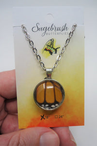 Monarch Butterfly Double Sided Pendant Necklace