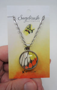 Painted Jezebel Butterfly Double Sided Pendant Necklace