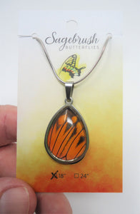 Fire Orange Tip Buttefly Pendant Necklace