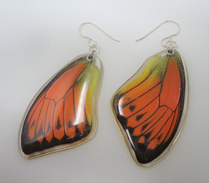 Fire Orange Tip Butterfly Resin Earrings