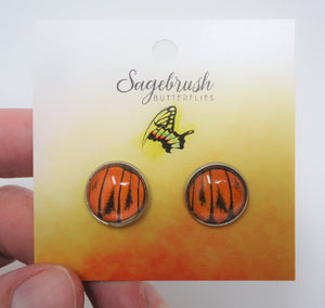 Fire Orange Tip Butterfly Post Earrings