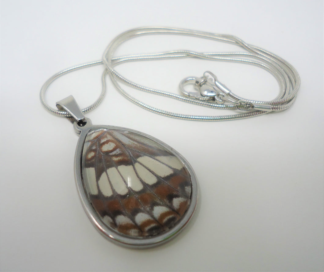Lorquin's Admiral Butterfly Teardrop Pendant Necklace