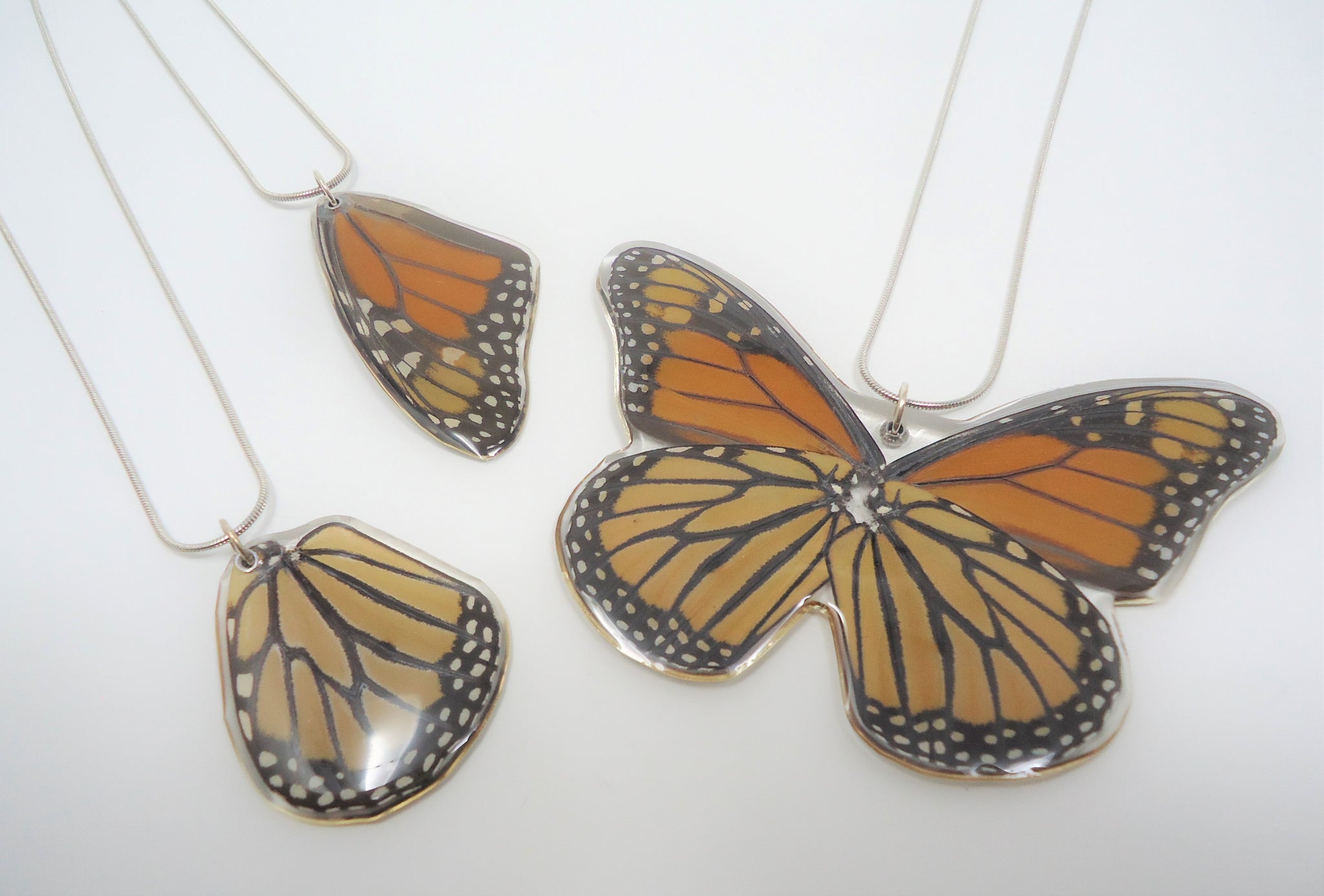 Stainless Steel - Monarch Butterfly Pendant - Classic Rope Necklace or