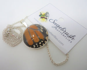 Monarch Butterfly Sterling Silver Pendant Necklace