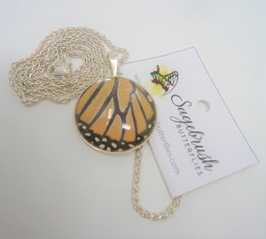 Monarch Butterfly Sterling Silver Pendant Necklace