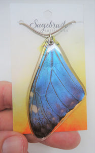 Blue Morpho Butterfly Resin Wing Necklace
