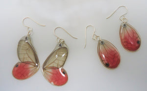 Pink Tipped Satyr Butterfly Resin Earrings